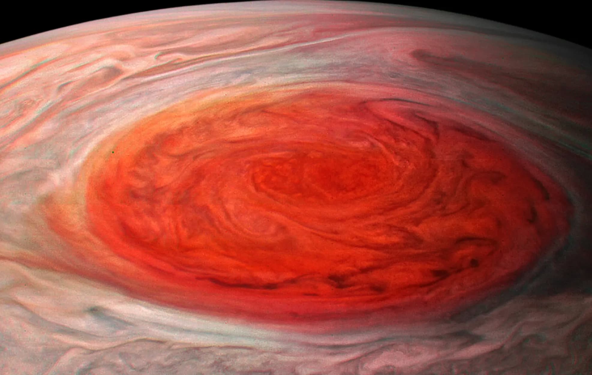 red spot jupiter close up